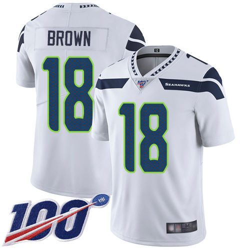 Seattle Seahawks Limited White Men Jaron Brown Road Jersey NFL Football #18 100th Season Vapor Untouchable->women nfl jersey->Women Jersey